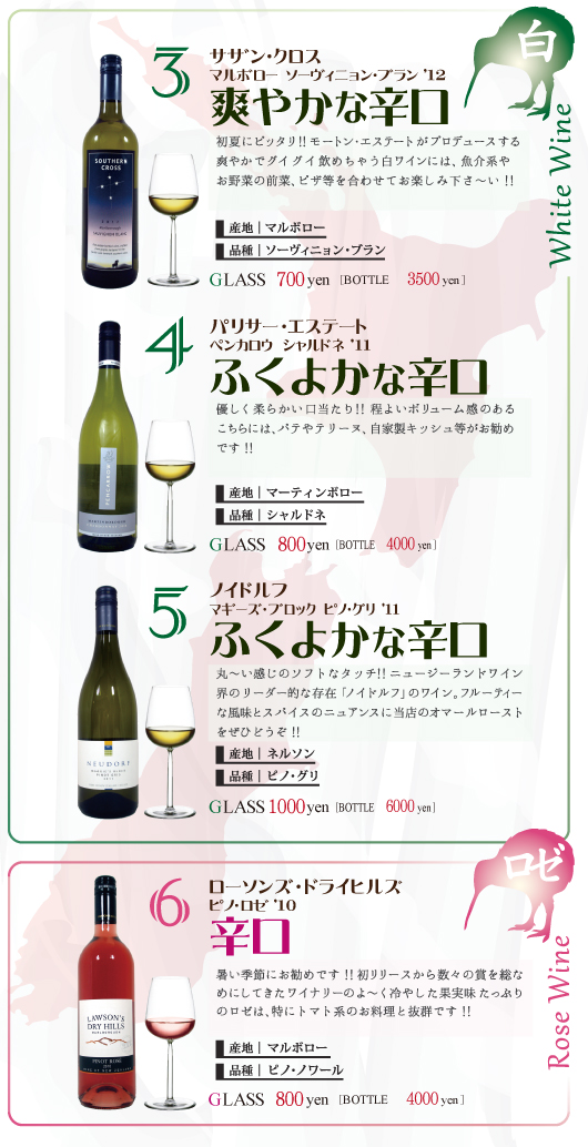 6月グラスワインリスト白ロゼ